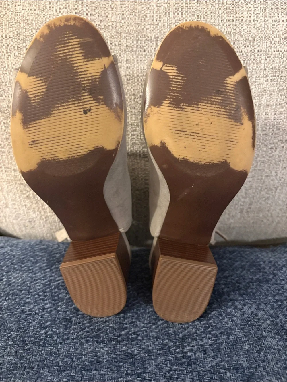 LOFT Taupe Suede Peep-Toe Slingback Block Heels